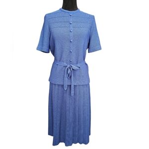 Vintage Kimberly 3-Piece Blue Dacron Skirt Suit Size 14 60s